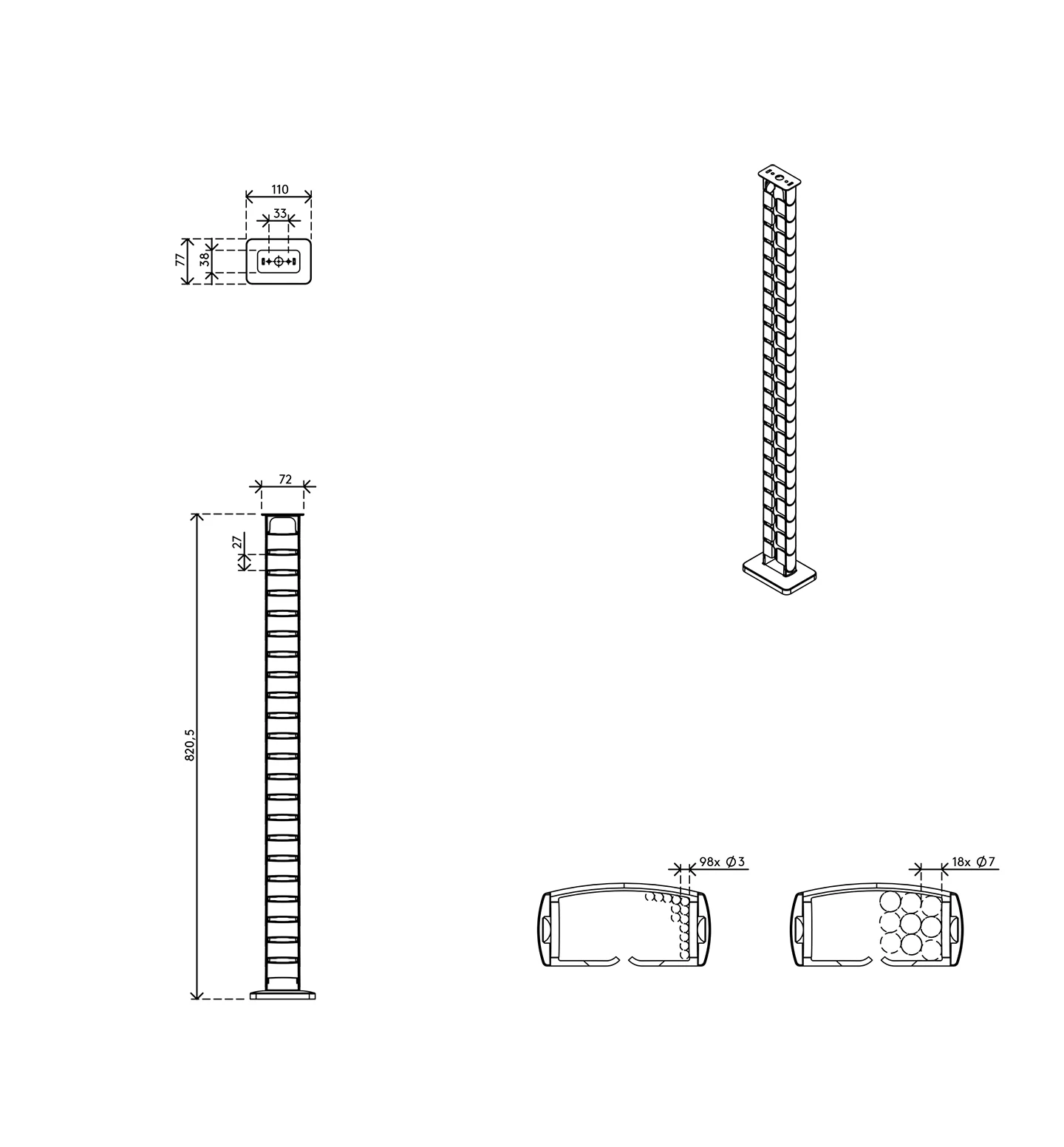 Energijska veriga za kable Addit cable guide 82 cm Zdrava-pisarna.si Energijska veriga za kable Addit cable guide 82 cm - slika 3